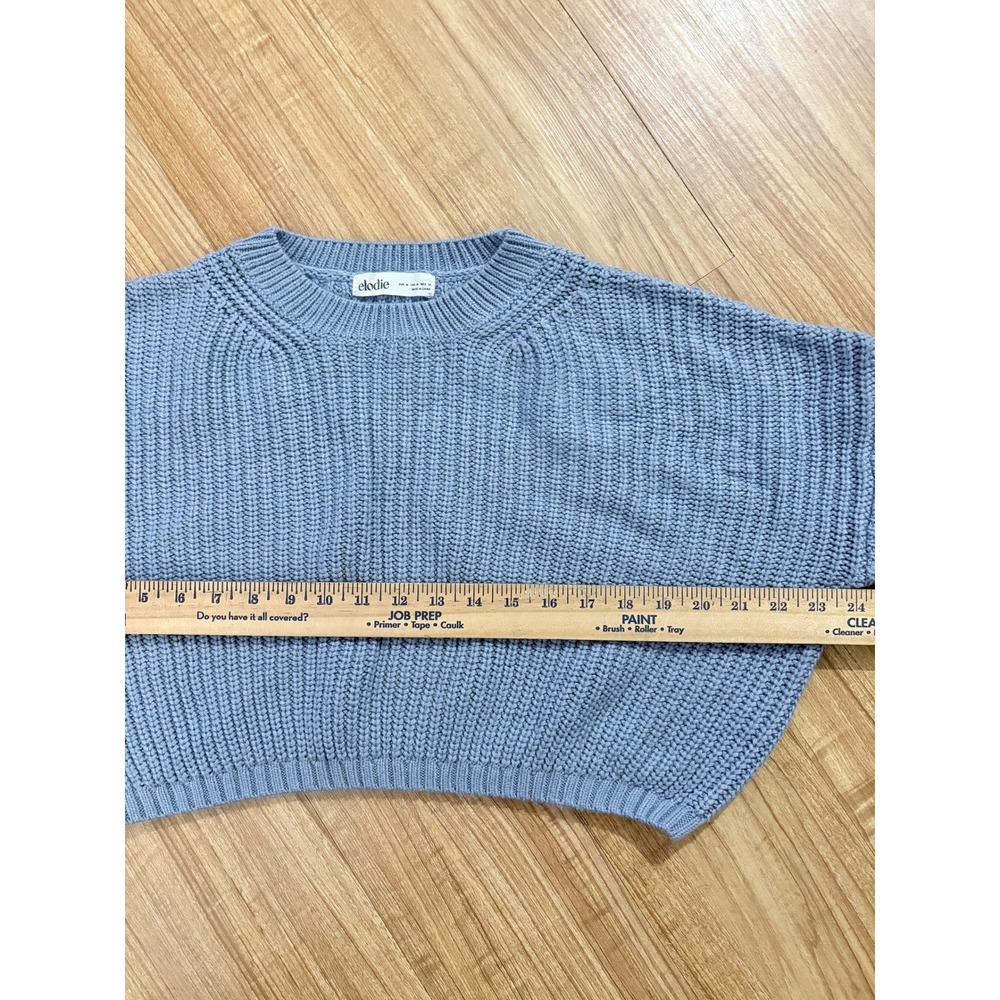 Elodie Cropped Sweater Y2k Textured‎ Knit Sky Blue Pullover Women's Medium - Picture 4 of 7